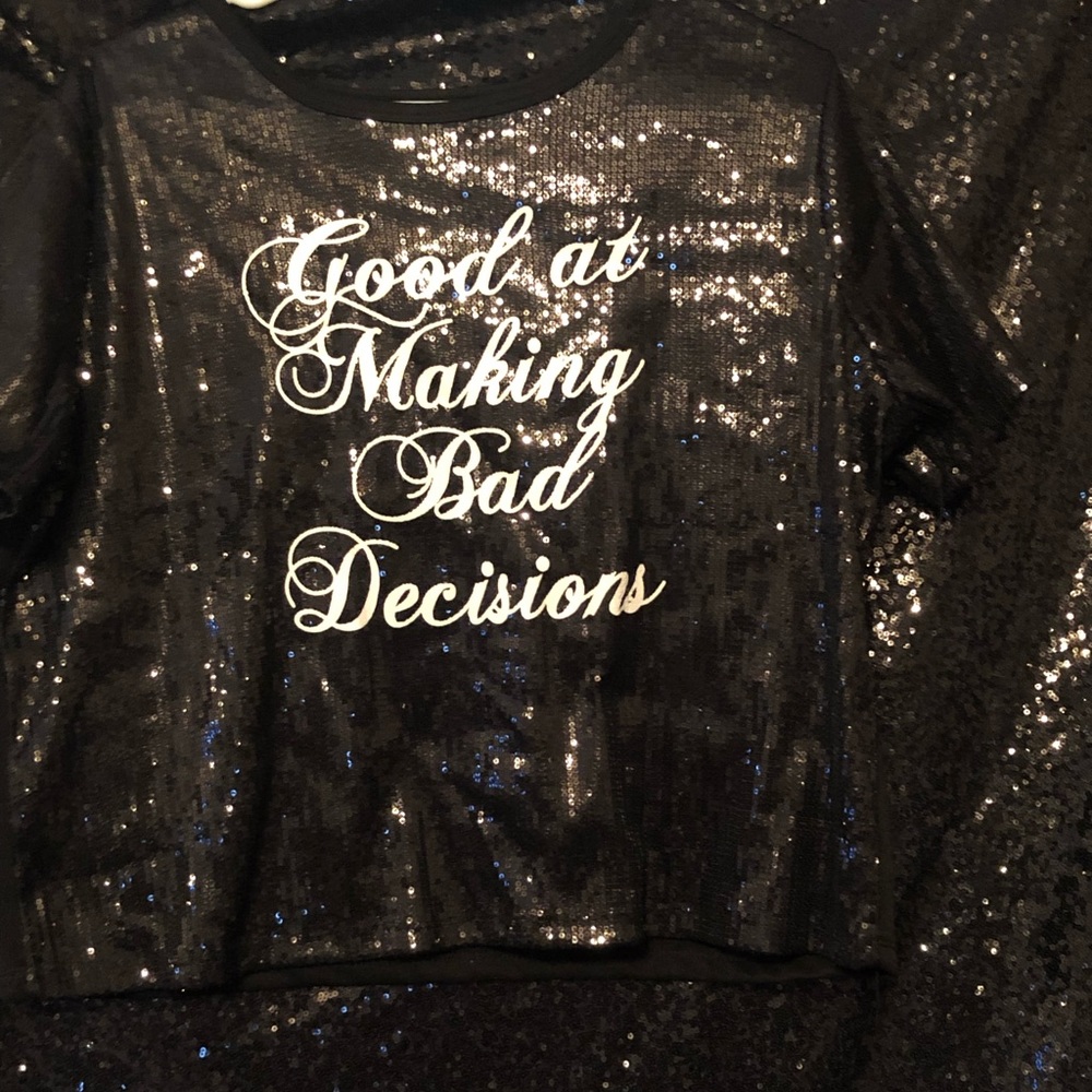 Nwot Black Sequence Statement Top - image 2